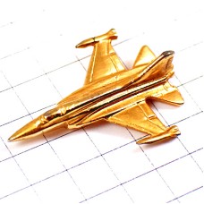 ピンバッジ・立体型の飛行機ゴールド金色戦闘機