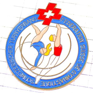 ピンバッジ・体操選手ジム男女スイス国旗しろい十字