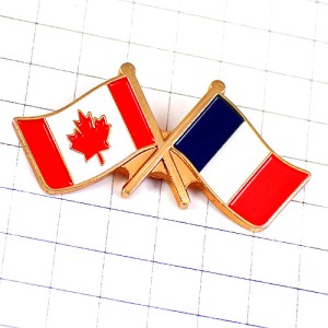 ピンバッジ・カナダとフランス交差する国旗 CANADA FRANCE FLAG