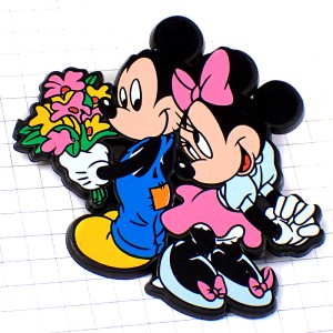 ピンバッジ・ミッキーマウス花束ミニーちゃんに贈り物ディズニー DISNEY MICKEY MINNIE FLOWER
