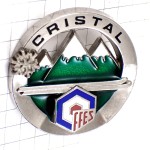 ブローチ・山々クリスタル雪の結晶スキー板 CRISTAL SKIING SNOW FFES FRANCE