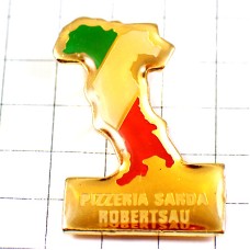 ピンバッジ・イタリア国旗色の地図ピザ屋さん