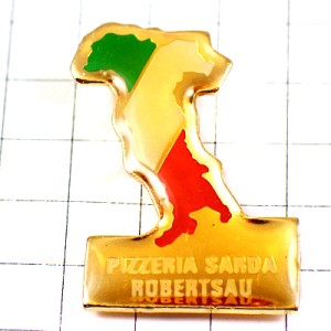 ピンバッジ・イタリア国旗色の地図ピザ屋さん