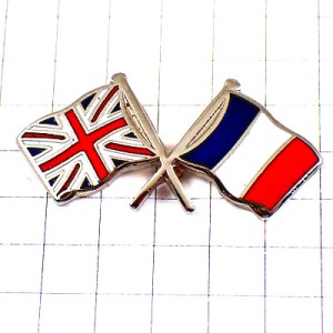 ピンバッジ・フランスとイギリスの国旗ユニオンジャック英国UK FRANCE ENGLAND FLAG
