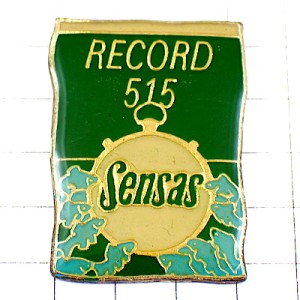 ピンバッジ・センサス青い魚フィッシング魚釣りストップウォッチ時計 SENSAS RECORD