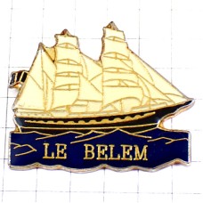 ピンバッジ・白い大型ボート帆船ヨット海原 LE-BELEM FRANCE