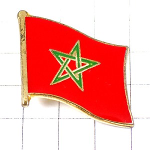 ピンバッジ・五芒星モロッコ国旗スター緑の星 MOROCCO FLAG