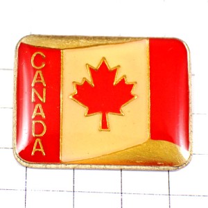 ピンバッジ・カナダの国名と赤い楓の国旗 CANADA FLAG LEAVE