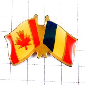ピンバッジ・カナダとフランス交差する国旗 CANADA FRANCE FLAG