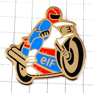 ピンバッジ・エルフ石油バイク二輪オートバイ３番レース仕様