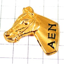 ピンバッジ・馬の頭ゴールド金色ＡＥＮアルファベット文字