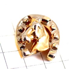 ピンバッジ・金色の馬と蹄鉄ゴールド