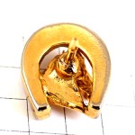 ピンバッジ・金色の馬と蹄鉄ゴールド