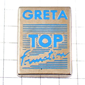 ピンバッジ・グレタＴＯＰトップ青い文字アルファベット