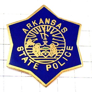 ピンバッジ・アーカンソー州スター警察ポリス星アメリカ/USA六芒星 ARKANSAS POLICE