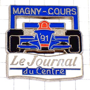 ピンバッジ・マニクールF1サーキット青い車 MAGNY-COURS CIRCUIT FRANCE