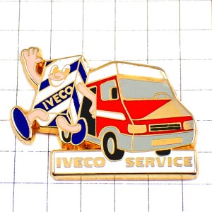 ピンバッジ・イヴェコ赤い車トラック箱くん IVECO ITALIA ITALY