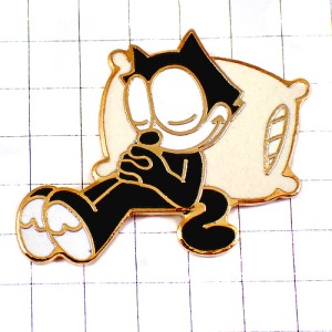 ピンバッジ・猫のフェリックスふわふわ枕ですやすや眠る漫画 FELIX-THE-CAT