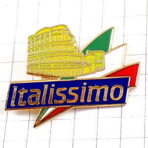 ピンバッジ・コロッセオ円形闘技場コロッセウム古代ローマ遺跡イタリア国旗