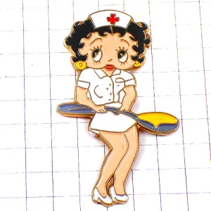 ピンバッジ・ベティブープ看護師さんベティちゃん漫画スプーン薬 BETTY-BOOP