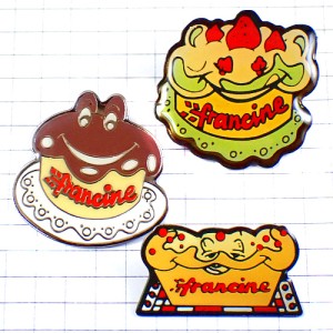 ピンバッジ・ケーキお菓子３個セット FRANCINE FLOUR CAKE FRANCE