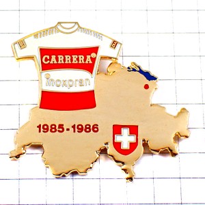 ピンバッジ・自転車レースのシャツ白い十字国旗の紋章スイス金色ゴールド地図