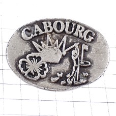 ブローチ・ゴルフ場バカンス太陽や花カブール海岸の町ノルマンディ地方シルバー銀色 CABOURG NORMANDIE FRANCE