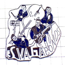 ピンバッジ・レバガボンズ四人組バンド歌手ギタードラム太鼓チェロ音楽 LES-VAGABONDS GUITAR VIOLIN JAZZ FRANCE