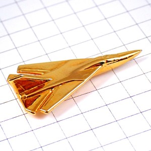 ピンバッジ・立体型の飛行機ゴールド金色戦闘機