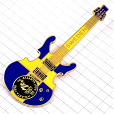 ピンバッジ・アトランタ五輪ギター楽器スウェーデン国旗柄ビンテージ中古品オリンピック夏季 HARD-ROCK-CAFE ATLANTA GEORGIA SWEDEN