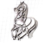 ブローチ・銀色の馬シルバーJJジョネットジュエリー社ピューター製コスチュームジュエリー/USAアメリカ