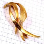 ブローチ・アンティーク流線型ゴールド金色
