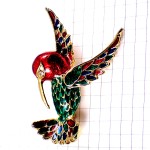 ブローチ・ハチドリ蜂鳥カラフル羽ばたく