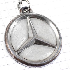 キーホルダー・メルセデスベンツ車エンブレム銀色シルバーロゴ MERCEDES-BENZ GERMANY
