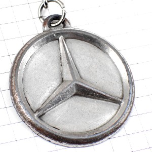 キーホルダー・メルセデスベンツ車エンブレム銀色シルバーロゴ MERCEDES-BENZ GERMANY