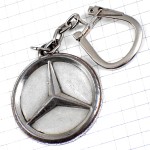キーホルダー・メルセデスベンツ車エンブレム銀色シルバーロゴ MERCEDES-BENZ GERMANY