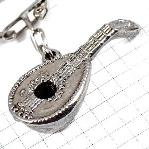 キーホルダー・バンジョー音楽楽器シルバー銀色 BANJO