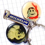 キーホルダー・ミシュラン社ビバンダムくん３つのビブ車タイヤ BIBENDUM MICHELIN FRANCE