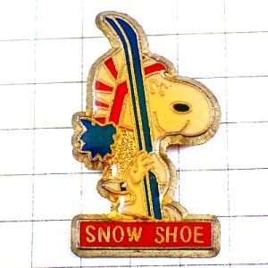 ピンバッジ・スキー板とスヌーピー漫画キャラクター毛糸の帽子 SNOOPY SKIING SNOW-SHOE