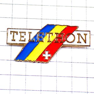 ピンバッジ・テレトン慈善チャリティ白い十字TV番組 TELETHON FRANCE