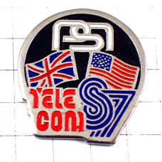 お買得ピンバッジ・ピンズ・イギリス国旗ユニオンジャック/USAアメリカ星条旗PSIテレコムS7