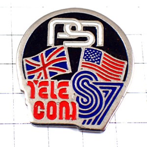 お買得ピンバッジ・ピンズ・イギリス国旗ユニオンジャック/USAアメリカ星条旗PSIテレコムS7