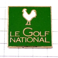 ピンバッジ・ゴルフ場グリーン白いニワトリ雄鶏 GOLF NATIONAL FRANCE