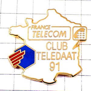 ピンバッジ・白いフランス地図型フランステレコム電話会社