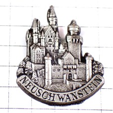 ピンバッジ・ノイシュバンシュタイン城の紋章シルバー銀色ピューター製 BAVARIA GERMANY DEUTSCHLAND NEUSCHWANSTEIN