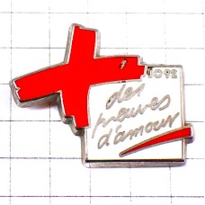 ピンバッジ・赤十字社人道団体 RED-CROSS CROIX-ROUGE DES-PREUVES-D-AMOUR CROIX  ALBERTVILLE-1992