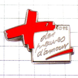 ピンバッジ・赤十字社人道団体 RED-CROSS CROIX-ROUGE DES-PREUVES-D-AMOUR CROIX  ALBERTVILLE-1992