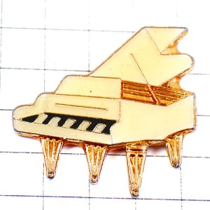 ピンバッジ・白いグランドピアノ音楽ミュージック楽器