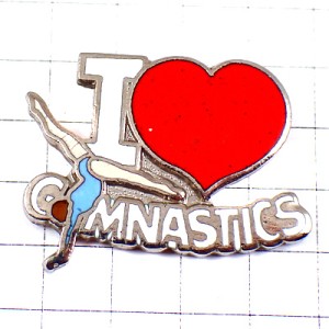 ピンバッジ・アイラブ体操大好きレオタード逆立ちの女の子選手 I-LOVE-GYMNASTICS