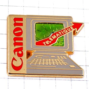 ピンバッジ・キャノン赤い矢印コンピュータ機 CANON TELEMATIQUE JAPAN